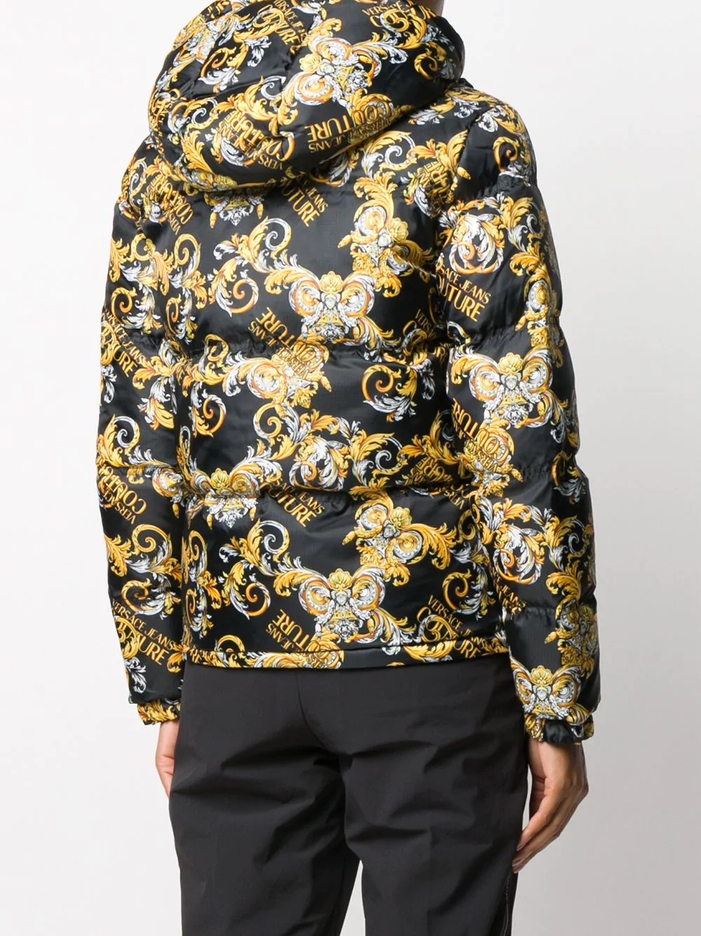 baroque print puffer jacket  - 4