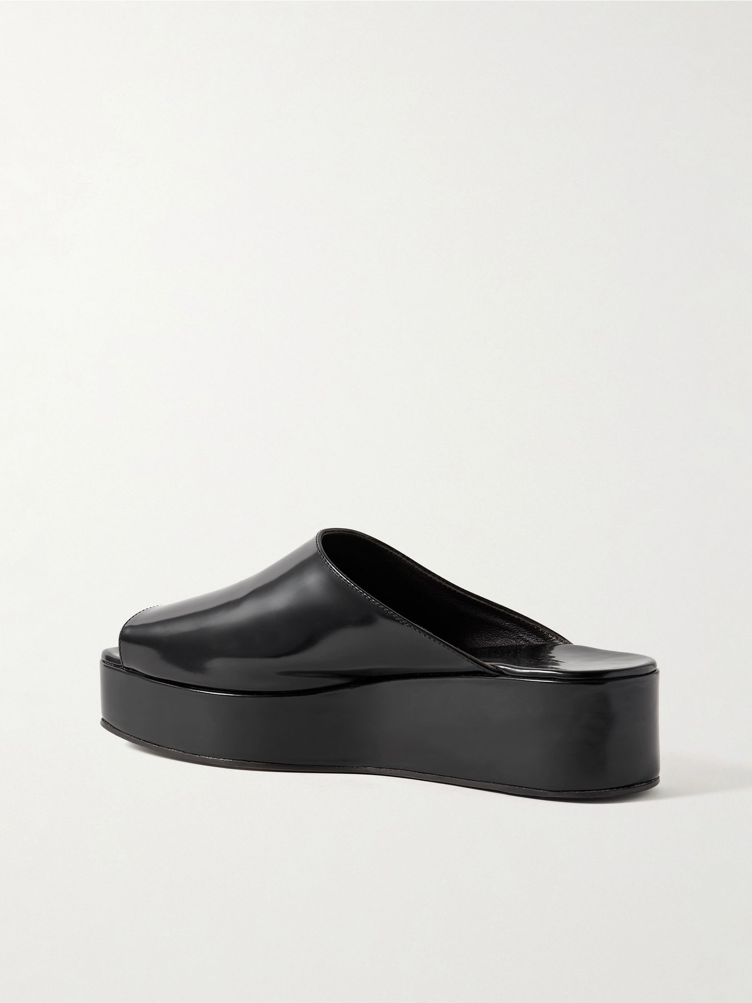 Emi glossed-leather platform slides Black - 3