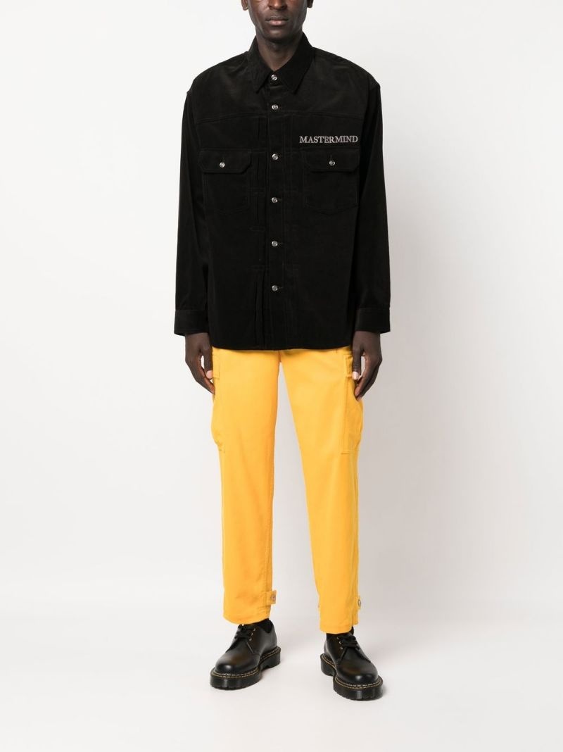 logo-print velvet shirt jacket - 2