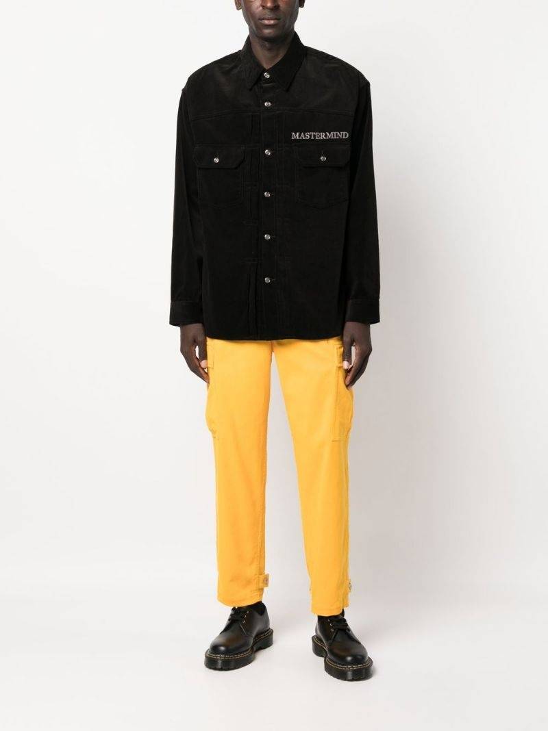 mastermind JAPAN logo-print velvet shirt jacket outlook