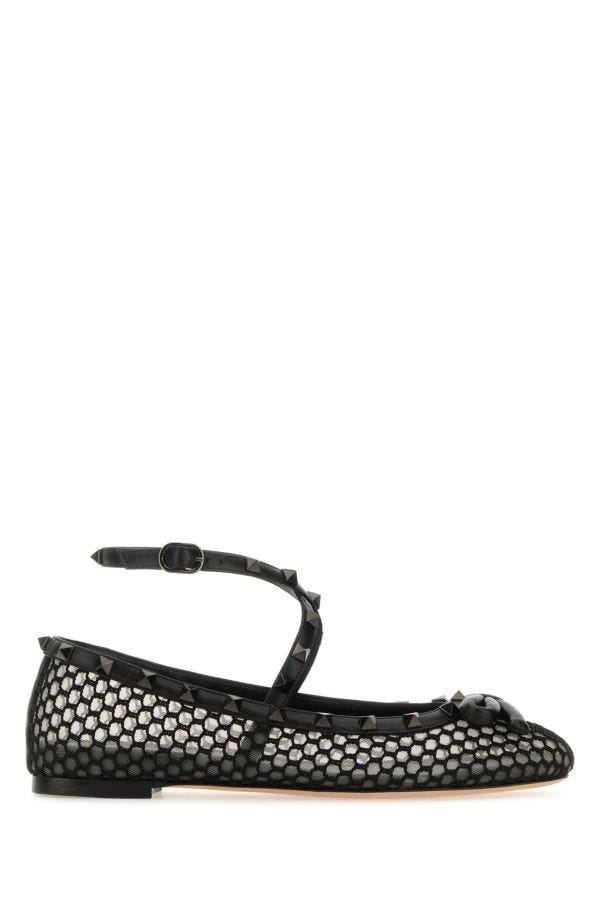 Black mesh Rockstud ballerinas - 1