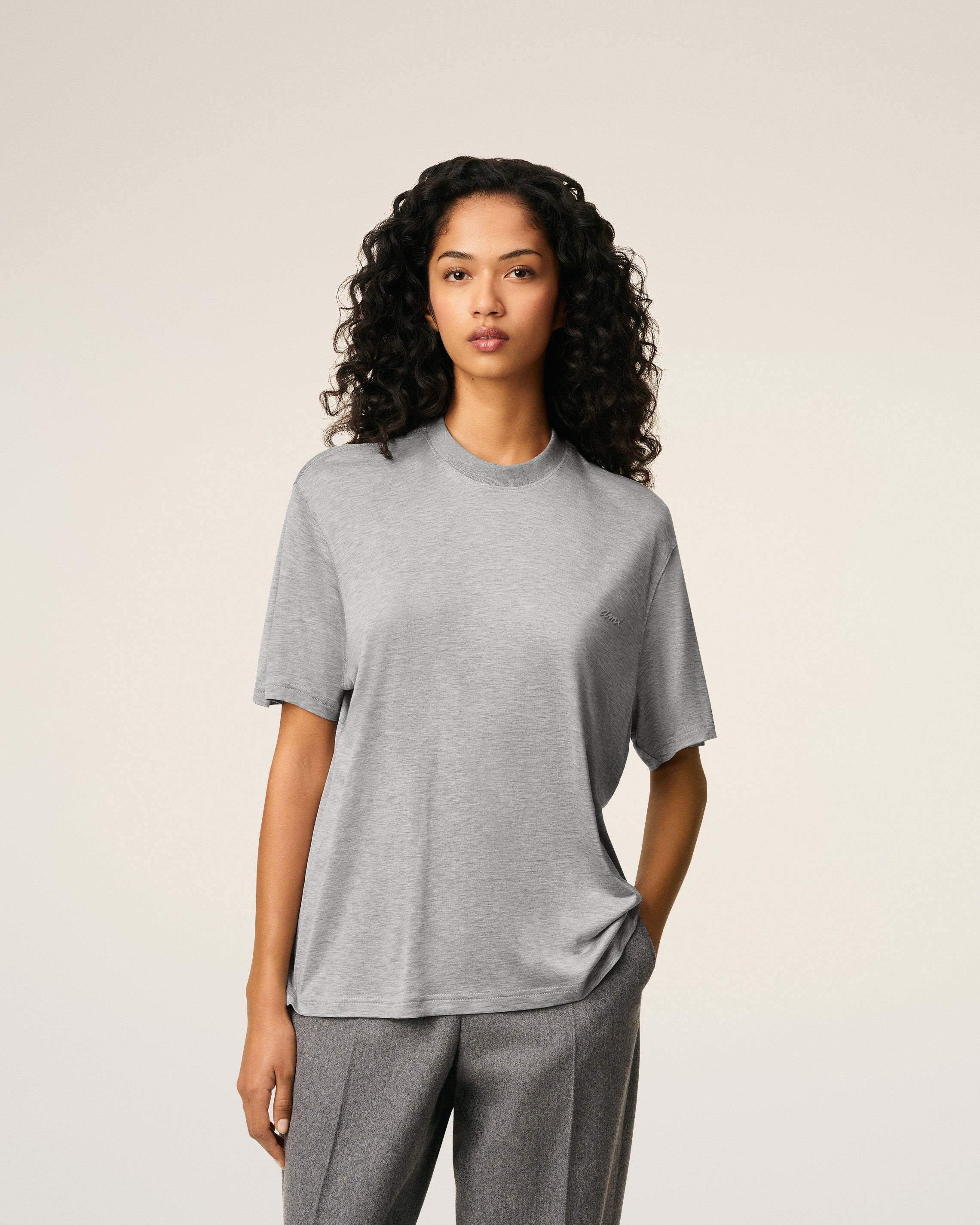 GREY COTTON SHORT SLEEVES T-SHIRT - 3