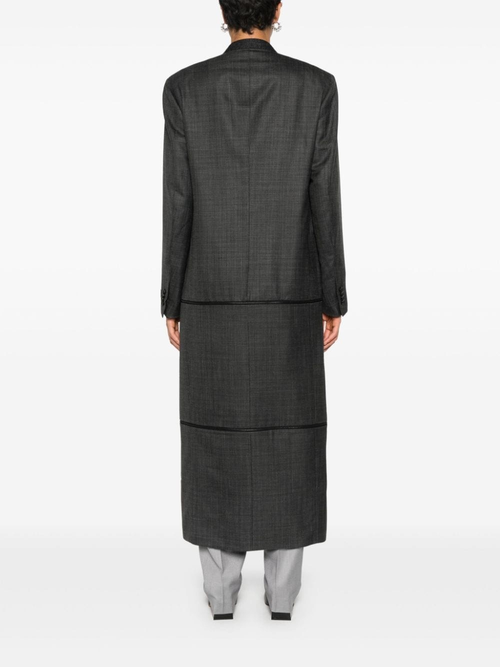 adjustable-length collarless coat - 4
