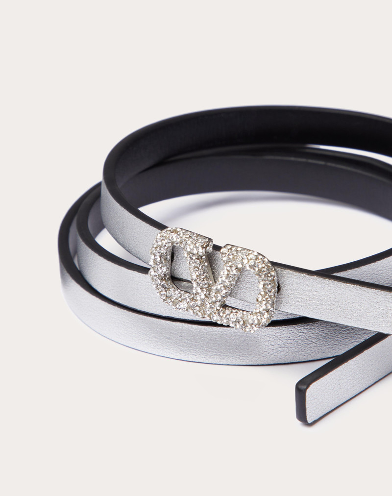 Valentino VLOGO SIGNATURE REVERSIBLE BELT IN METALLIC AND SHINY CALFSKIN 10 MM outlook