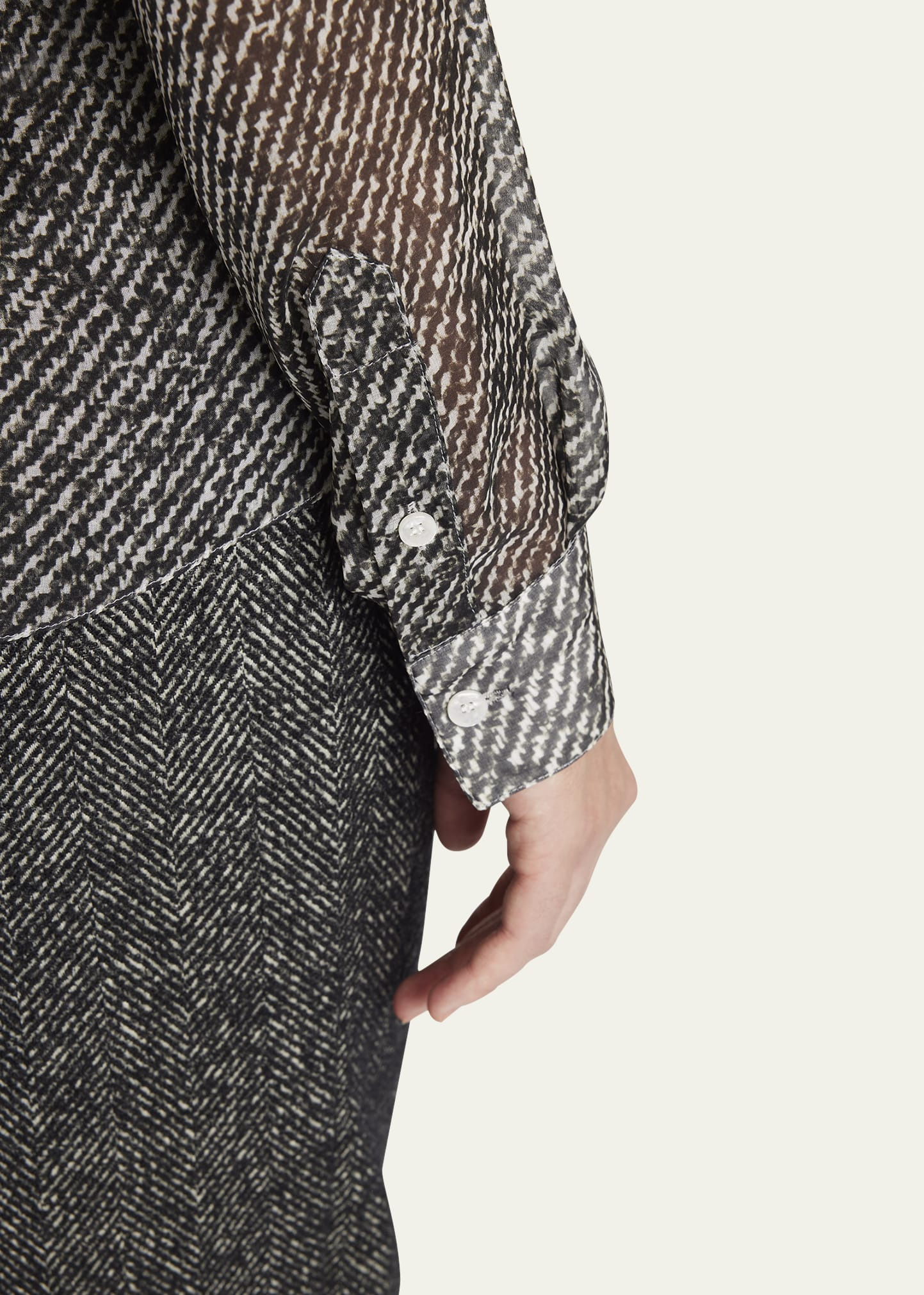 Boucle-Print Silk Chiffon Button-Down Shirt - 5