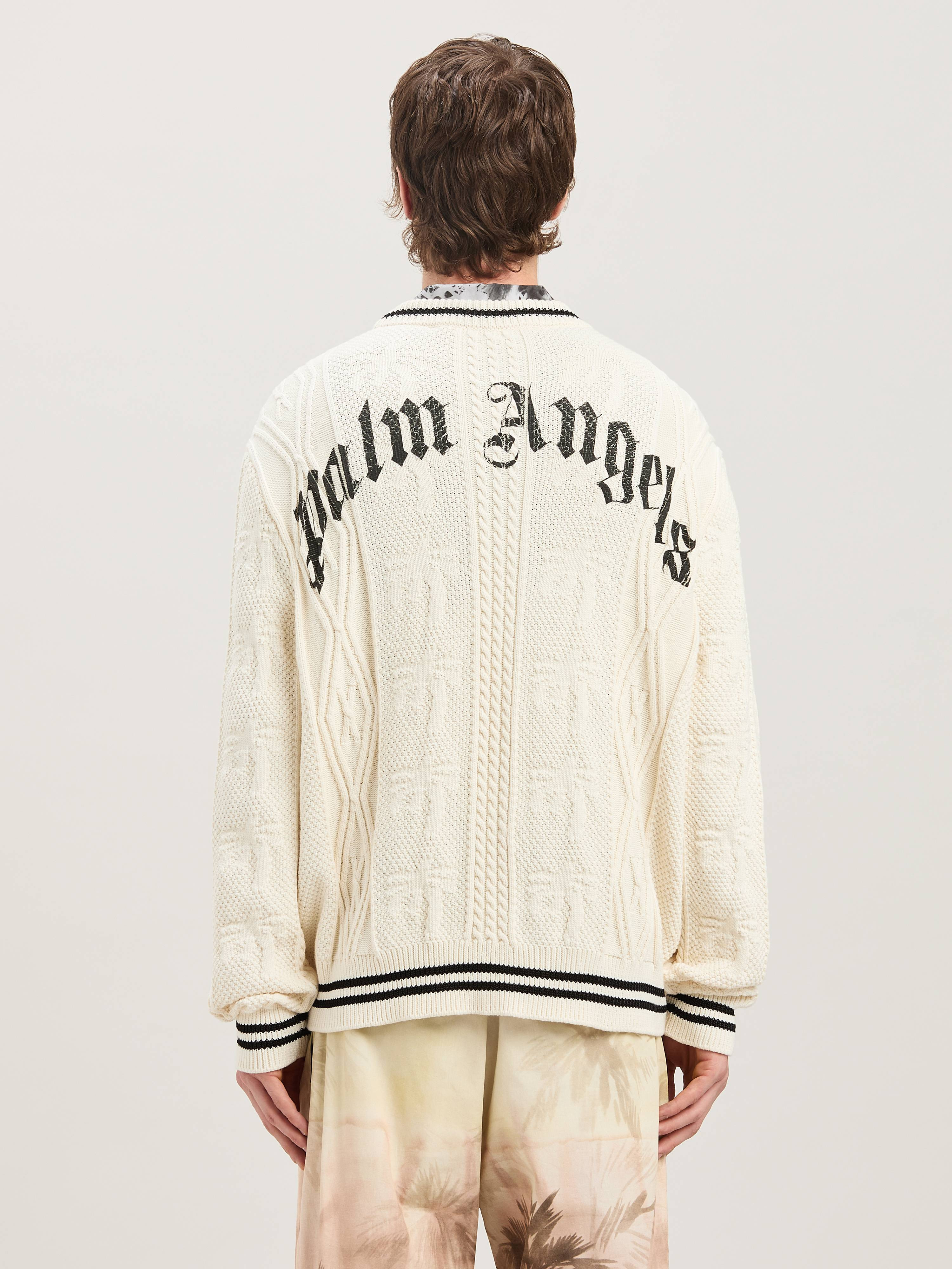 Curved logo cable sweater - 5