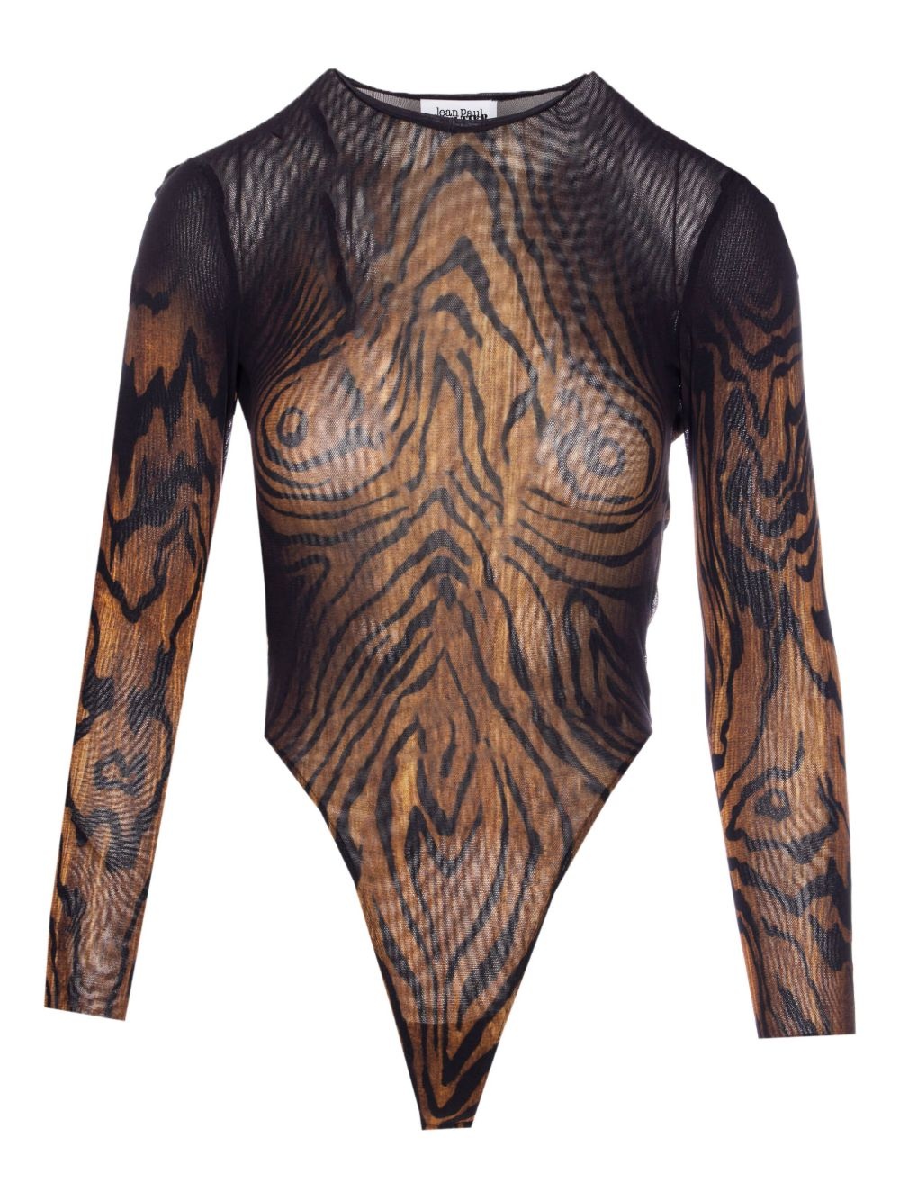 tiger-print mesh bodysuit - 1