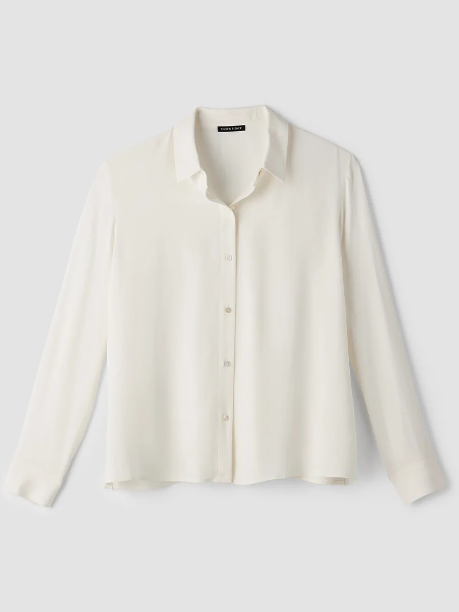 Silk Georgette Crepe Classic Collar Shirt - 1