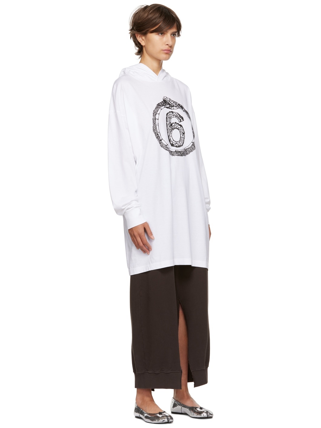 ★MM6 Maison Margiela★ Cotton Hooded Dress White S62CT0224S MM6 Maison Margiela White Oversized Hooded Minidress