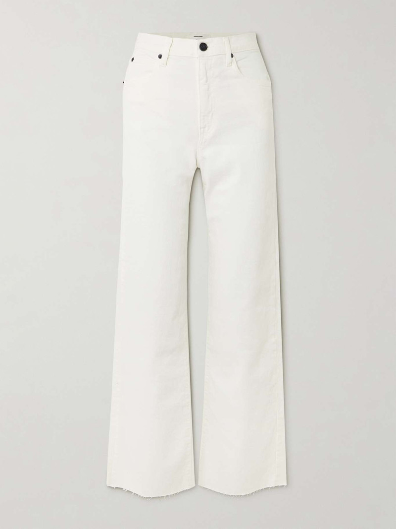 Grace frayed high-rise wide-leg jeans White - 1