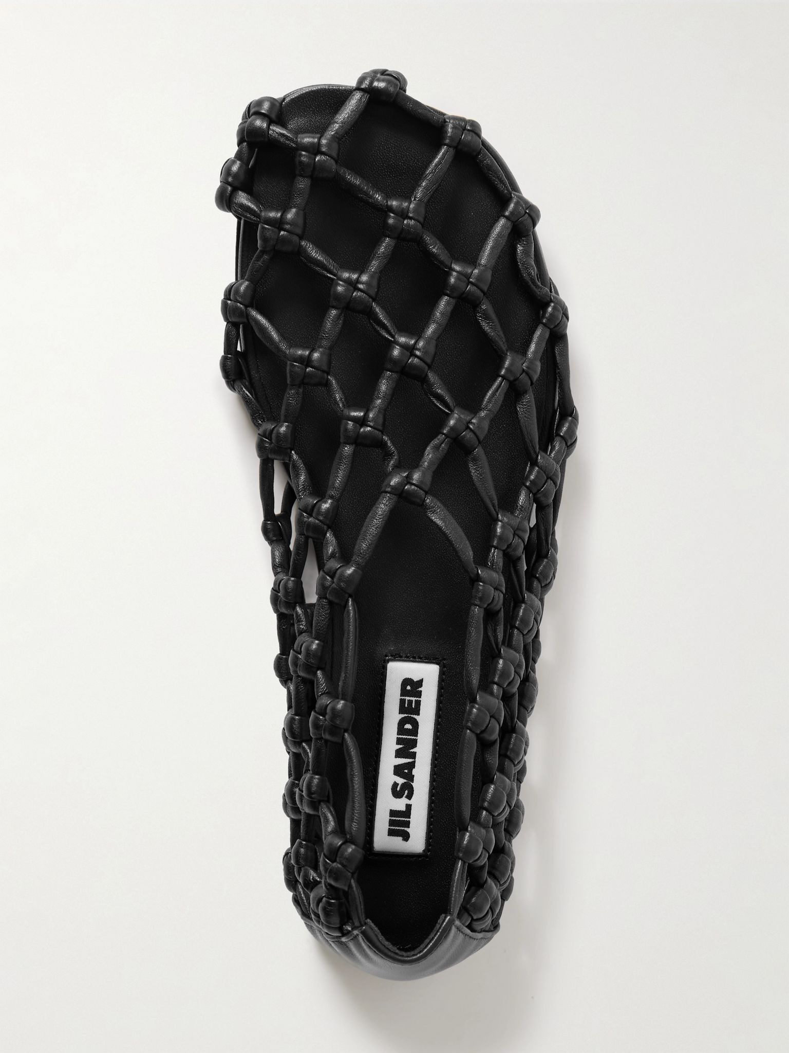 Jil Sander Cutout knotted leather ballet flats Black