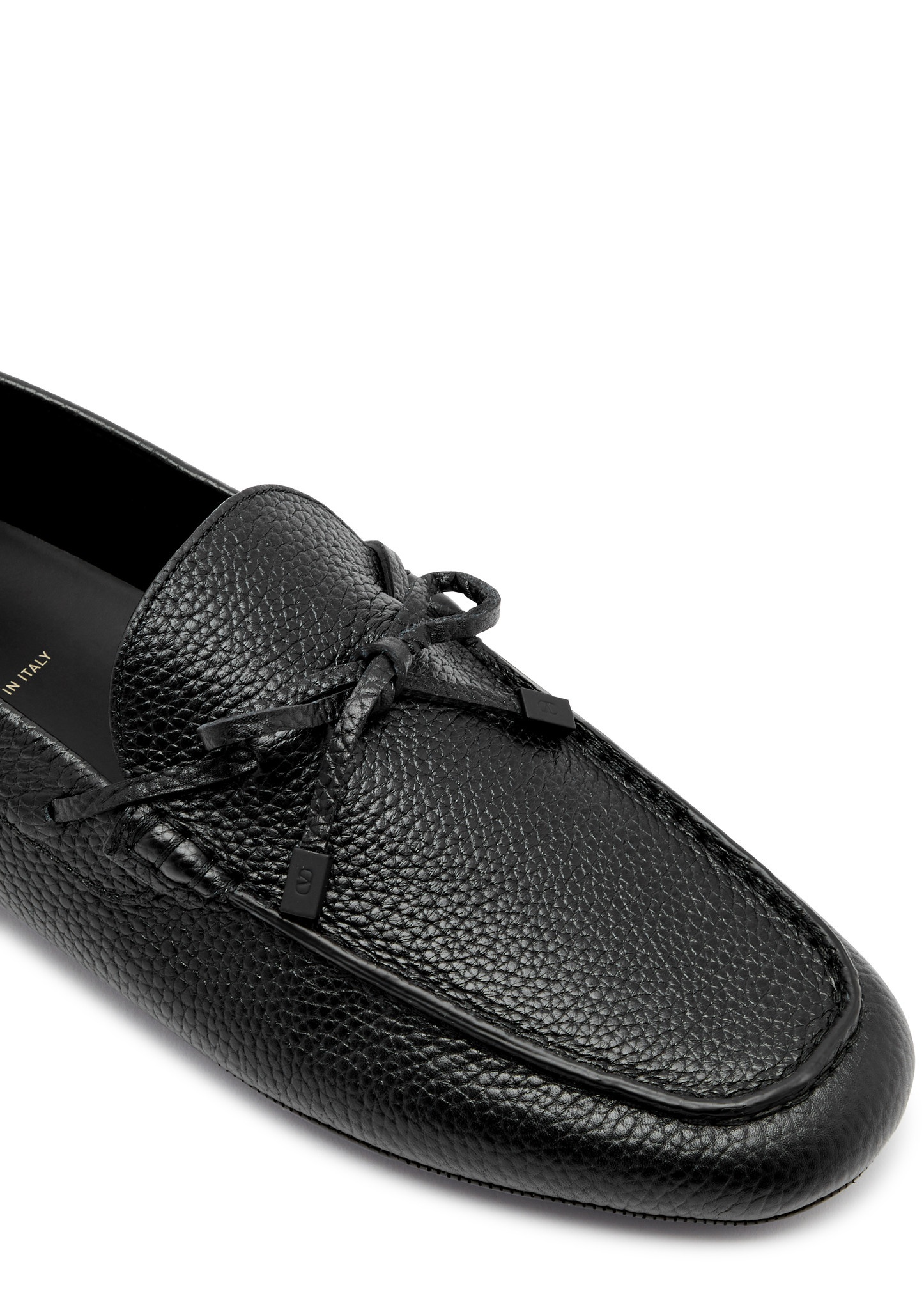 VLogo grained leather driving shoes - 4