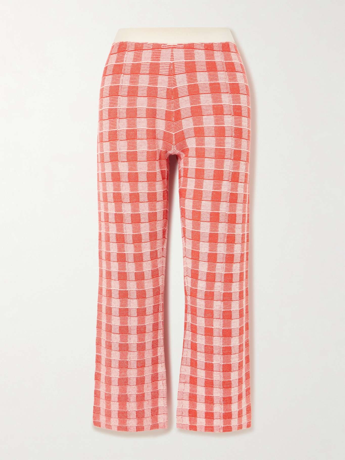 Gingham silk-blend flared pants Red - 1