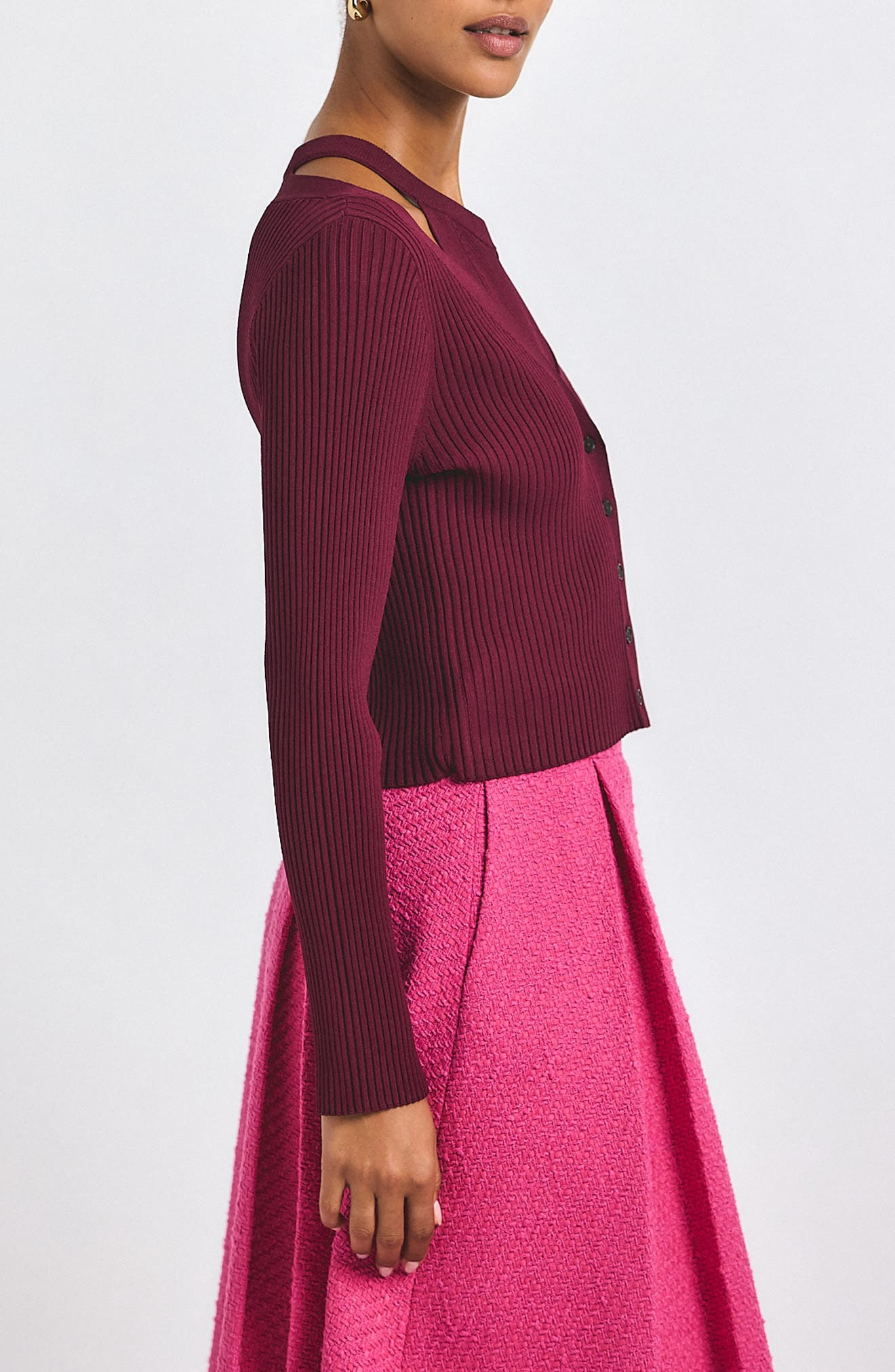 Derek Lam 10 Crosby Lonnie Tank & Cardigan Set in Bordeaux at Nordstrom - 3