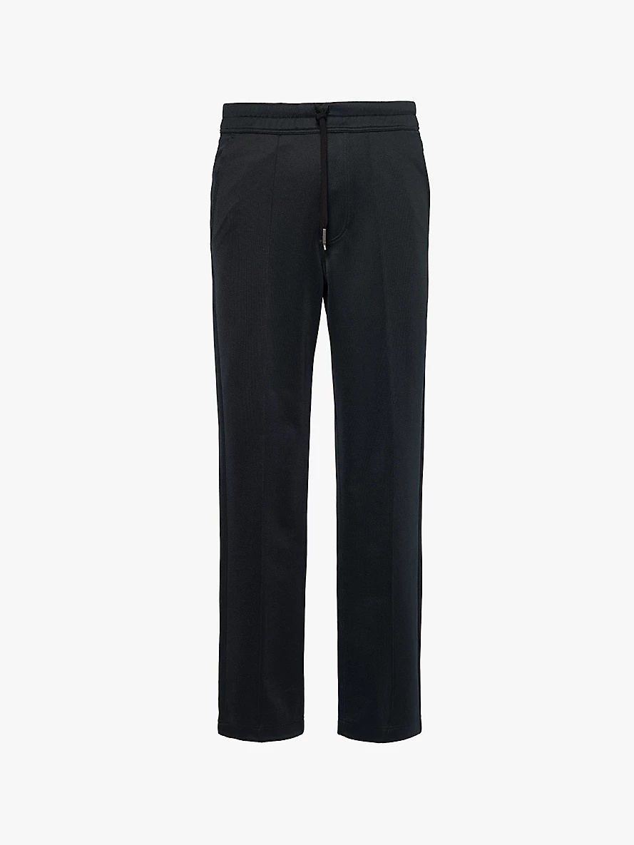 Regular-fit straight-leg mid-rise cotton-blend jogging bottoms - 1