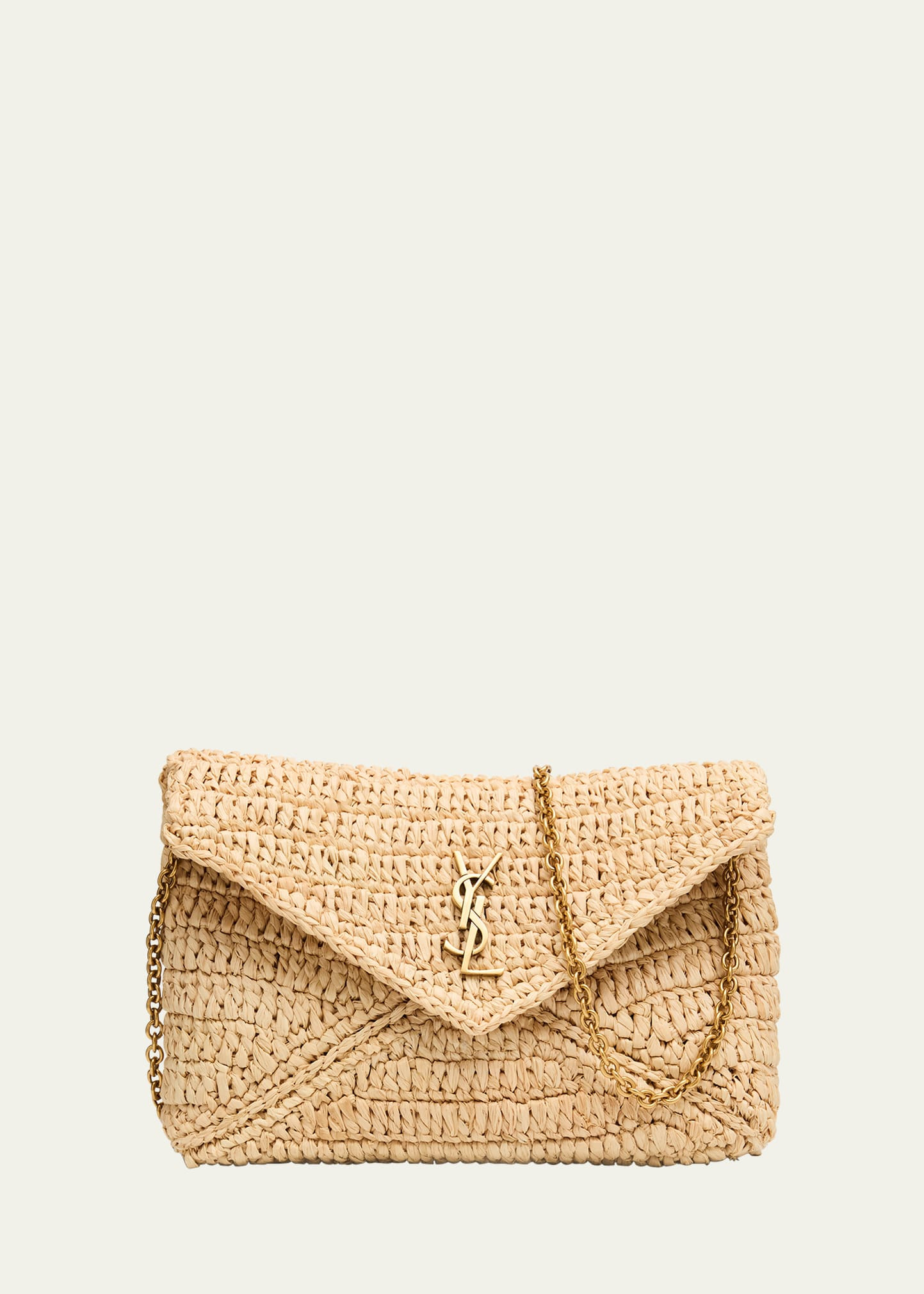 Envelope Flap YSL Pouch Bag in Raffia - 1