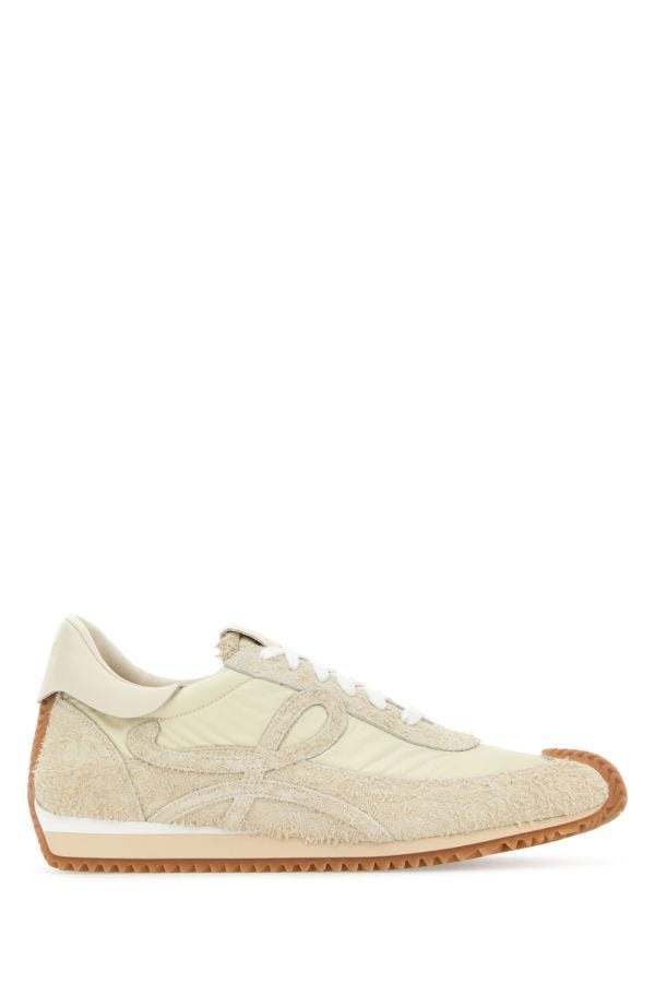 Loewe Man Ivory Suede And Nylon Flow Runner Sneakers - 1