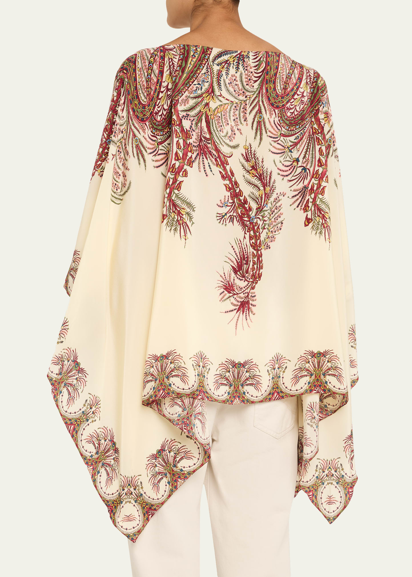 Printed Silk Poncho - 3