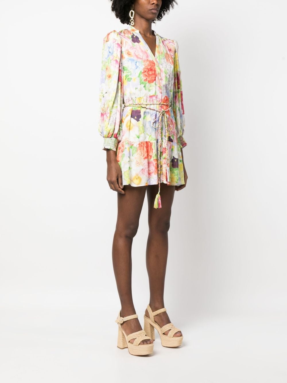 floral-print shirt dress - 3