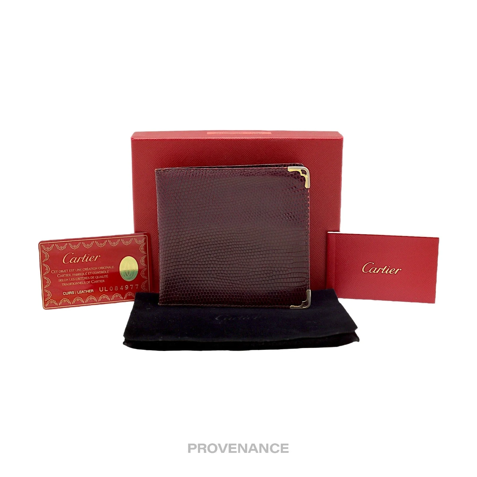 Cartier Wave Bifold Wallet - Burgundy Lizard Leather - 1