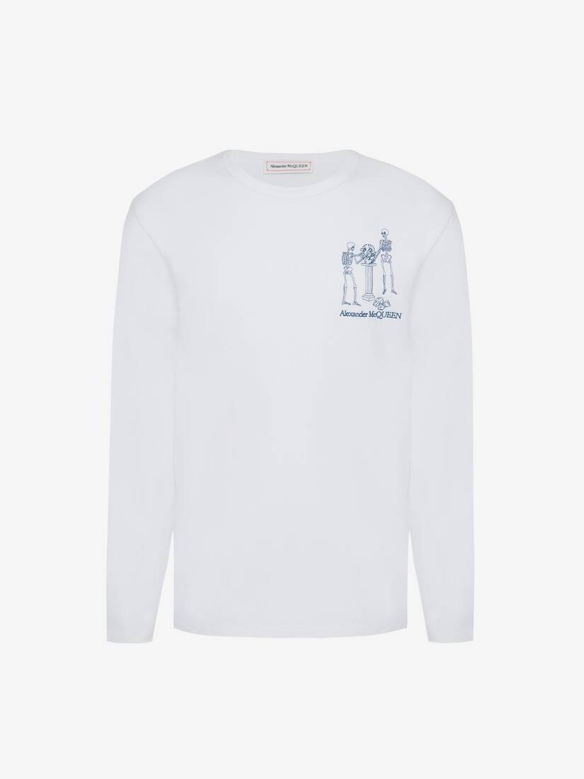 Men's Skeleton Band T-shirt in White - 1