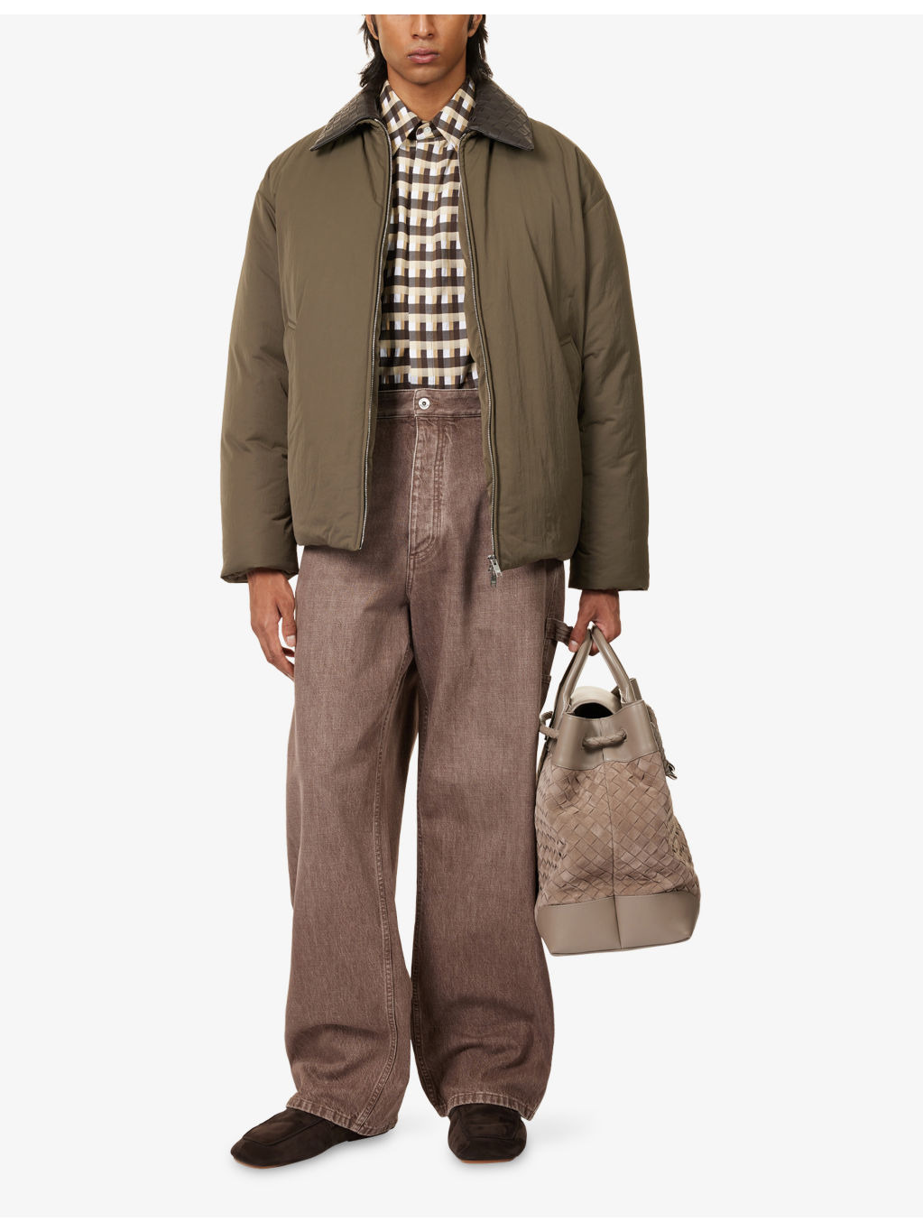 Intrecciato-Collar Washed Tech Puffer Jacket - 2