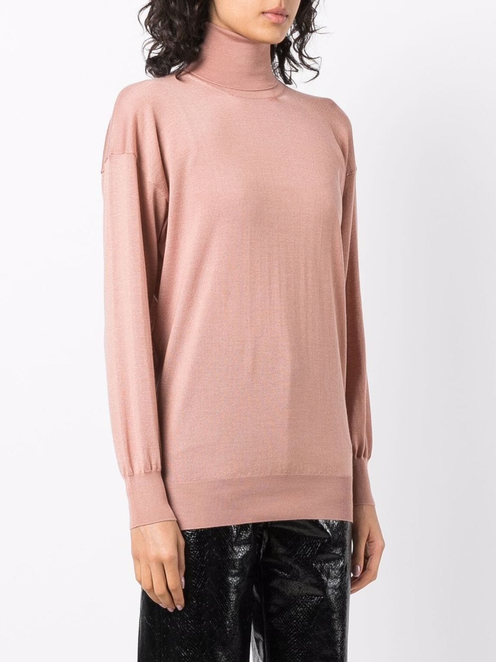 high-neck knitted long-sleeve top - 3