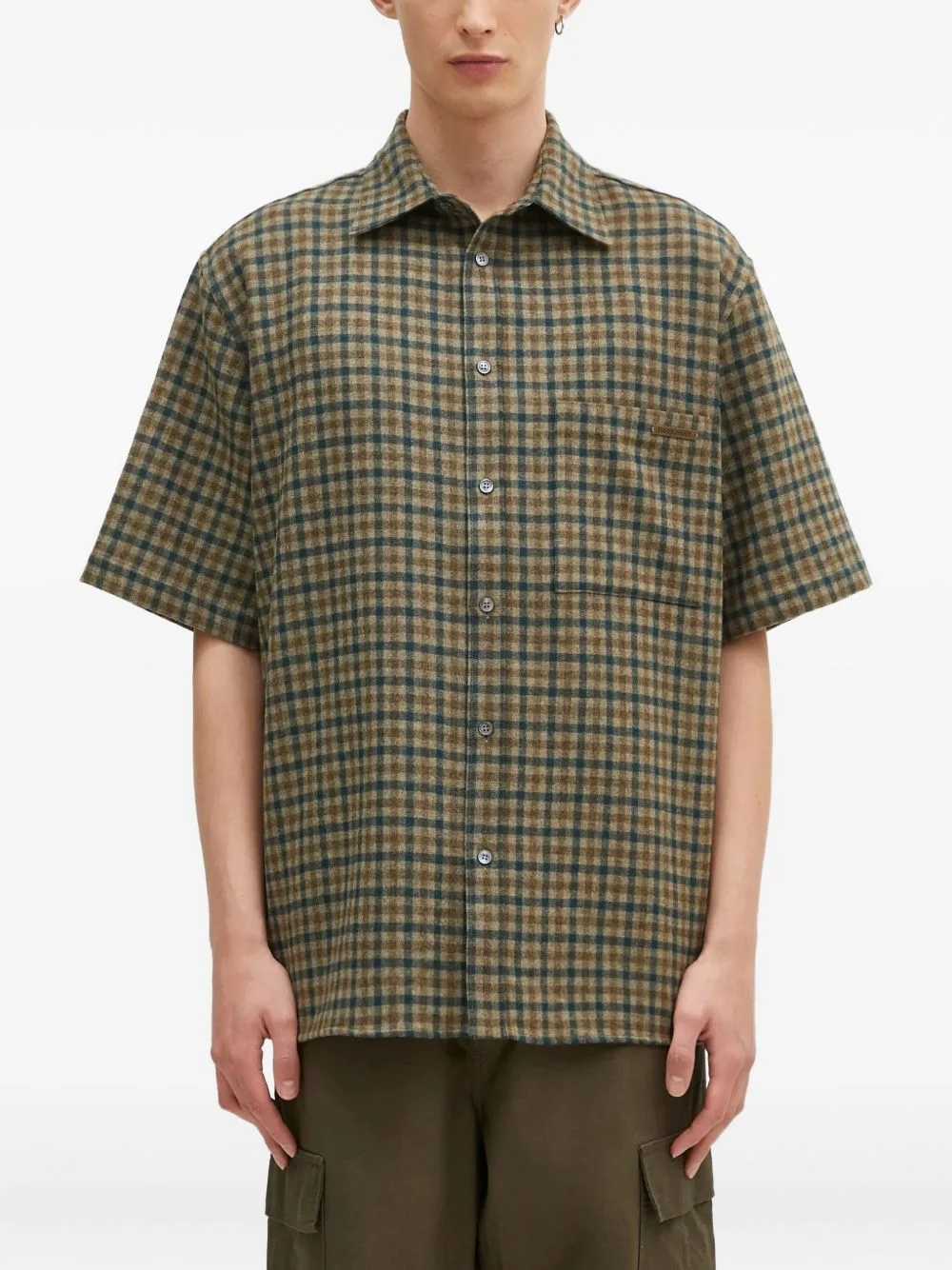 checked short-sleeve shirt - 1