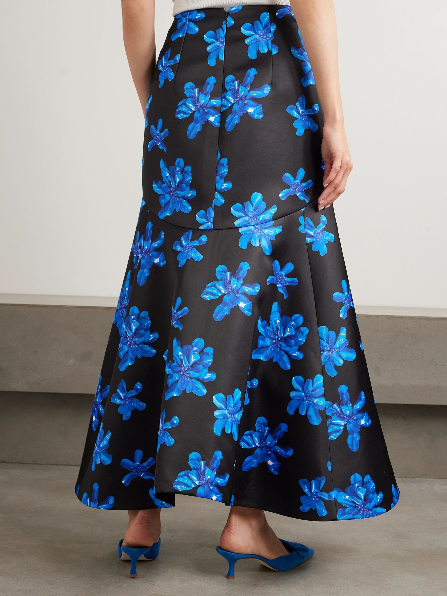 Tamilla floral-print faille maxi skirt Navy - 3