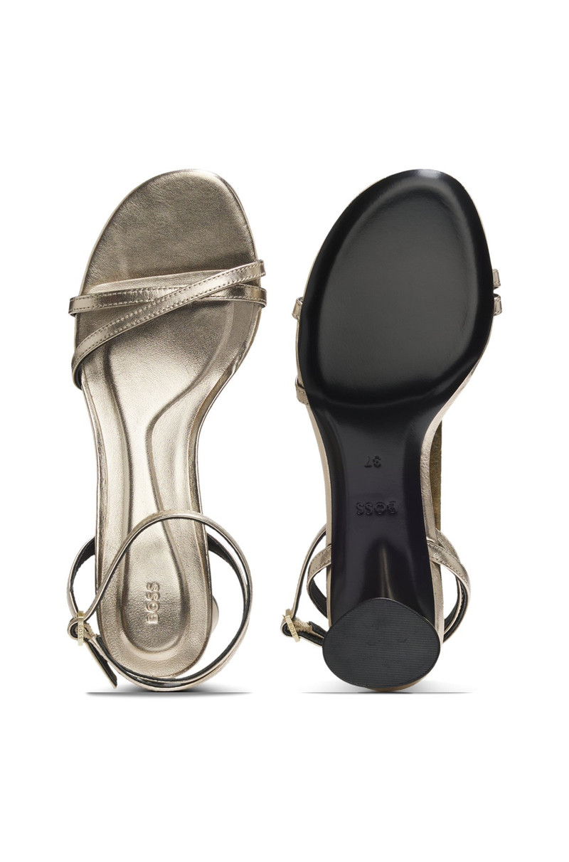 METALLIC-LEATHER SANDALS WITH BLOCK HEEL 5