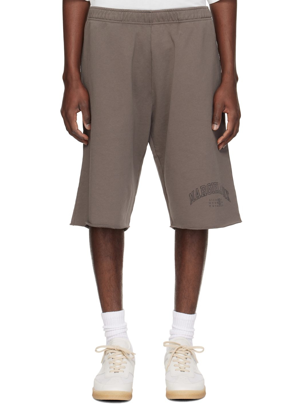 Brown Varsity Print Shorts - 1