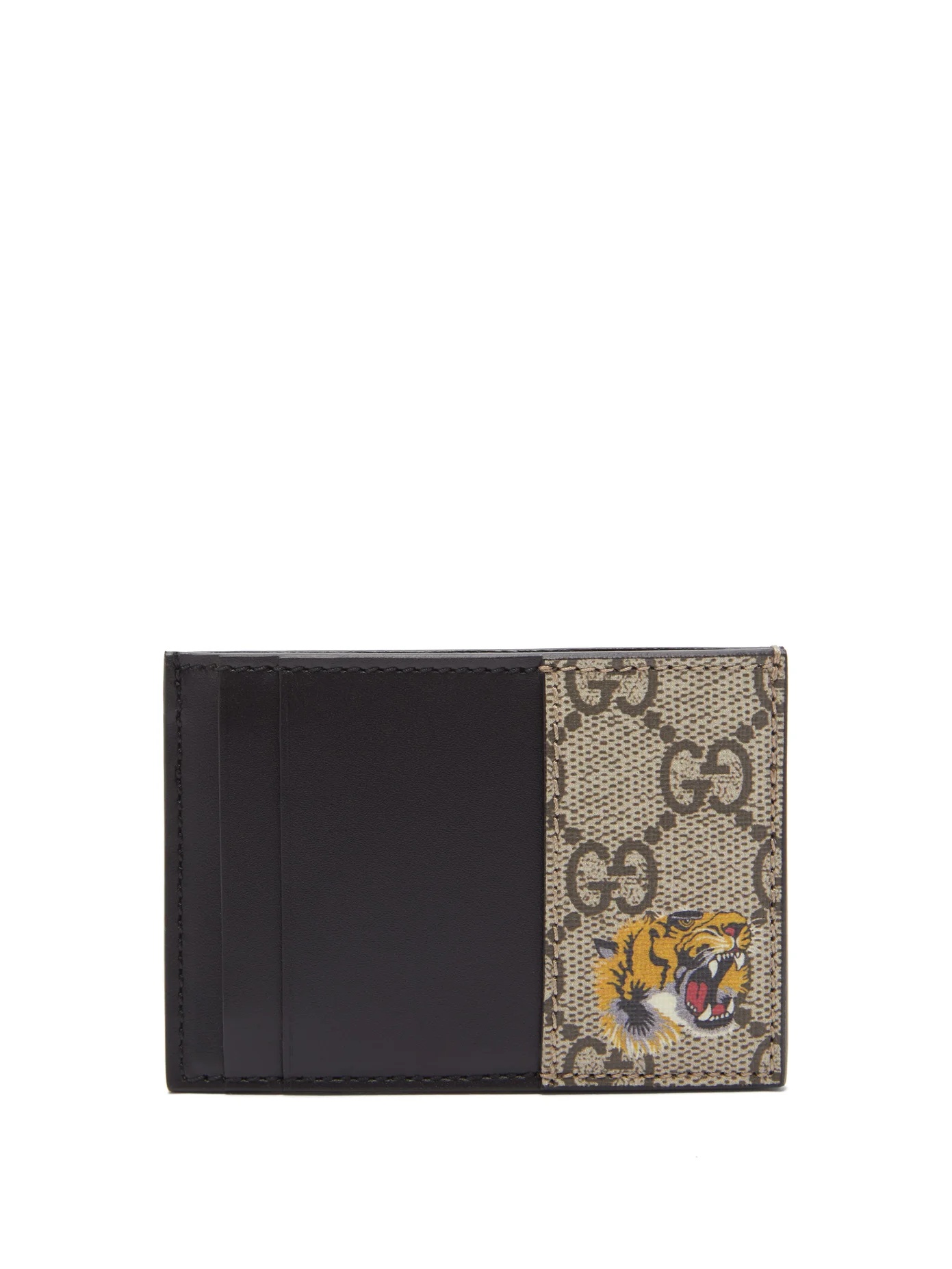 Tiger-print GG Supreme canvas cardholder - 1