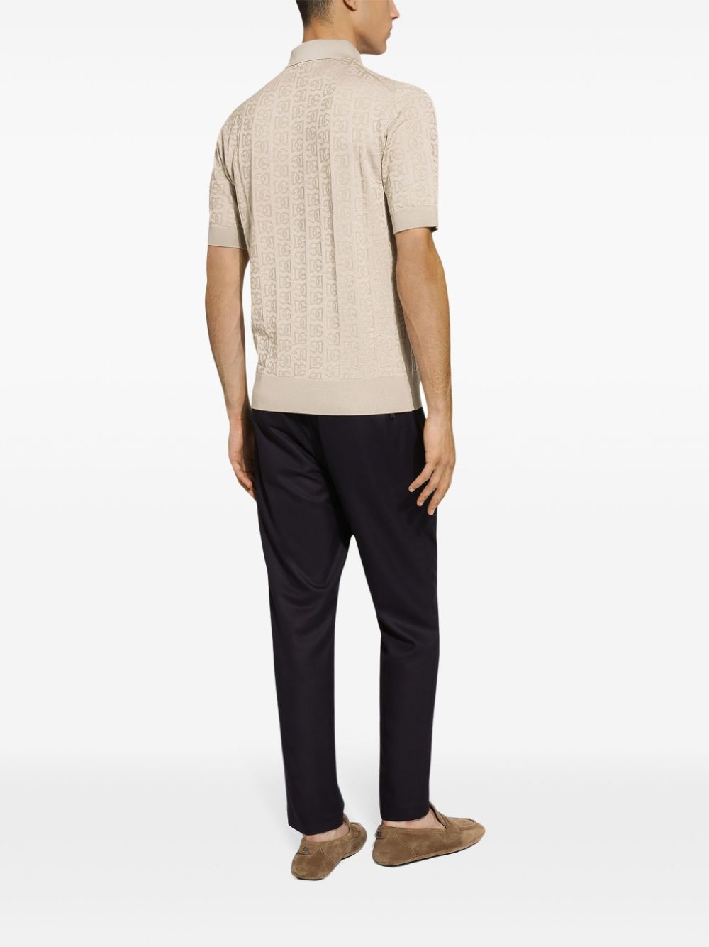 monogram-jacquard silk polo shirt - 4
