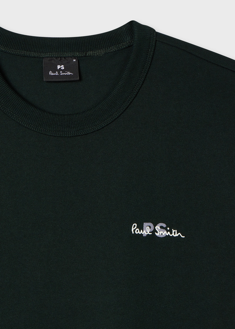 Paul Smith Dark Green Logo Embroidery Cotton T-Shirt outlook