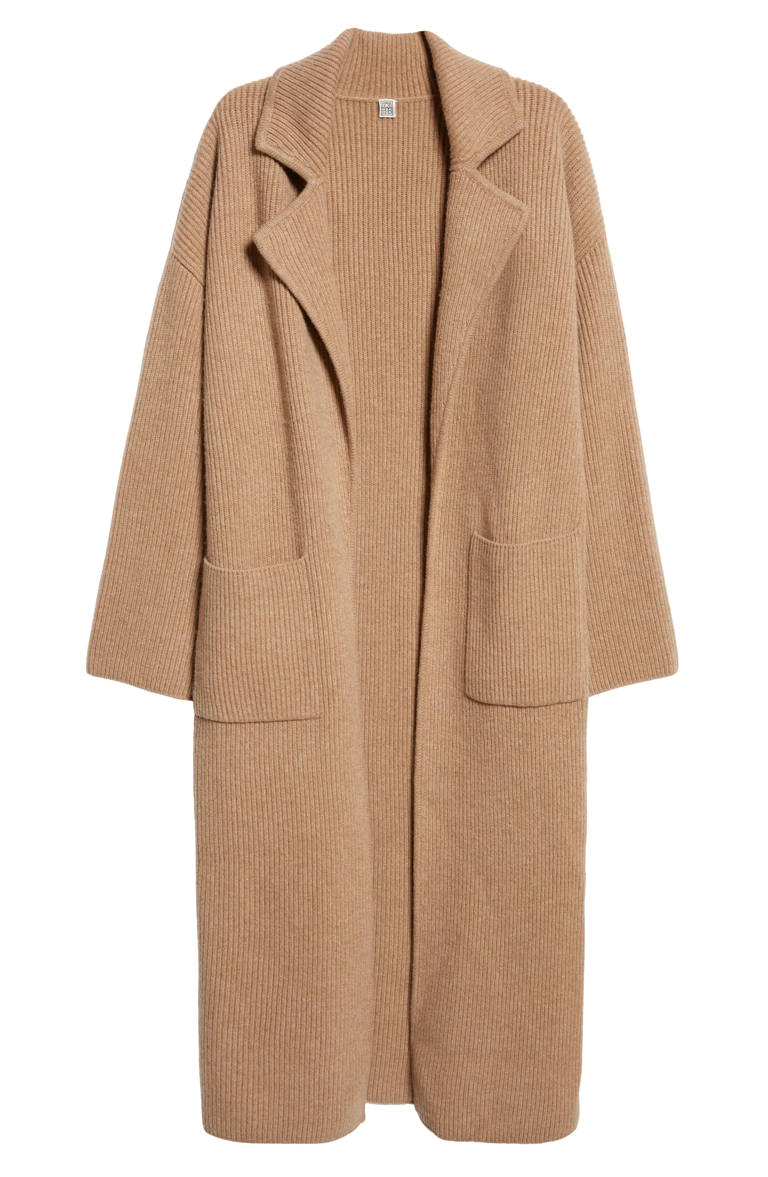 Wool Blend Rib Cardigan Coat - 6