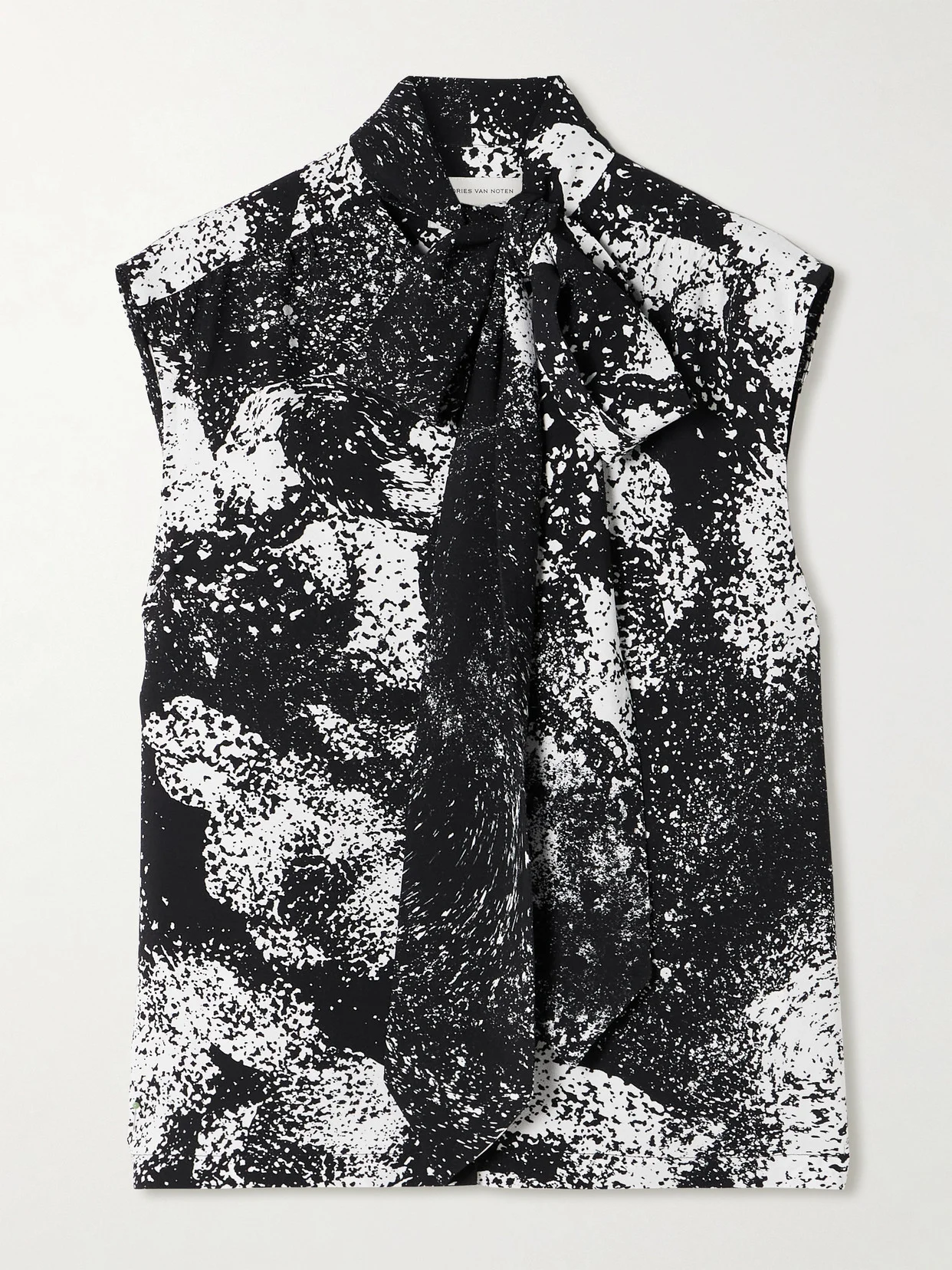 Tie-neck Printed Crepe Top - 1