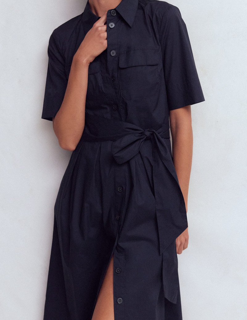 Zoe Short Sleeve Shirt Dress-Navy 3