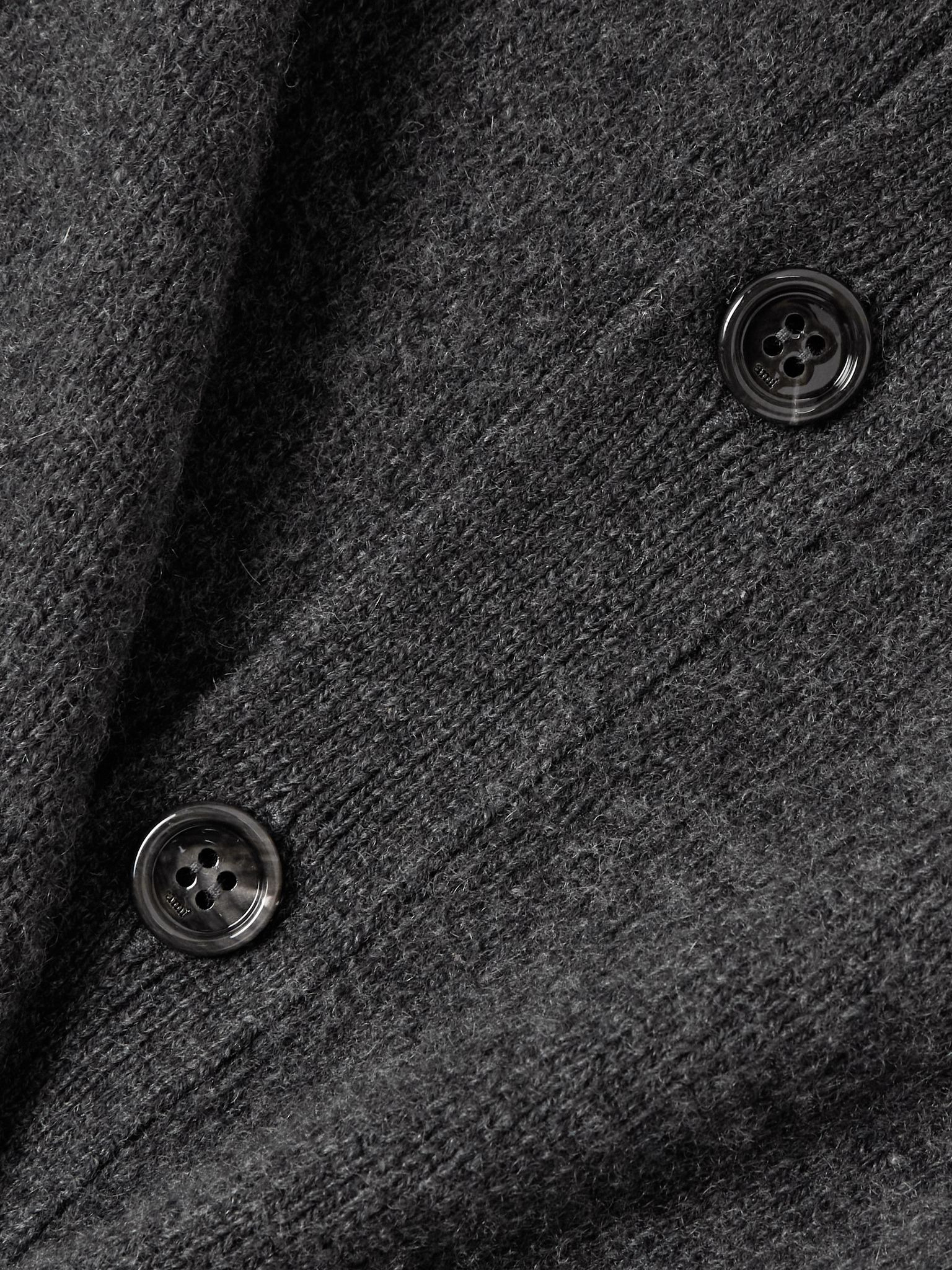 Embroidered cashmere and wool-blend cardigan Dark gray - 4