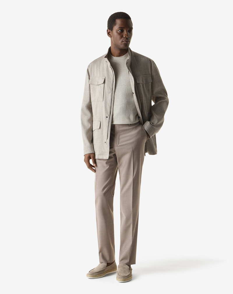 CORNELIANI Beige 120's stretch wool trousers outlook