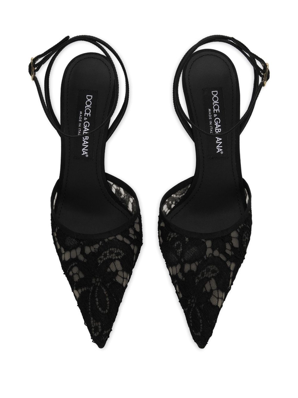 logo-lettering lace-detailing pumps - 4