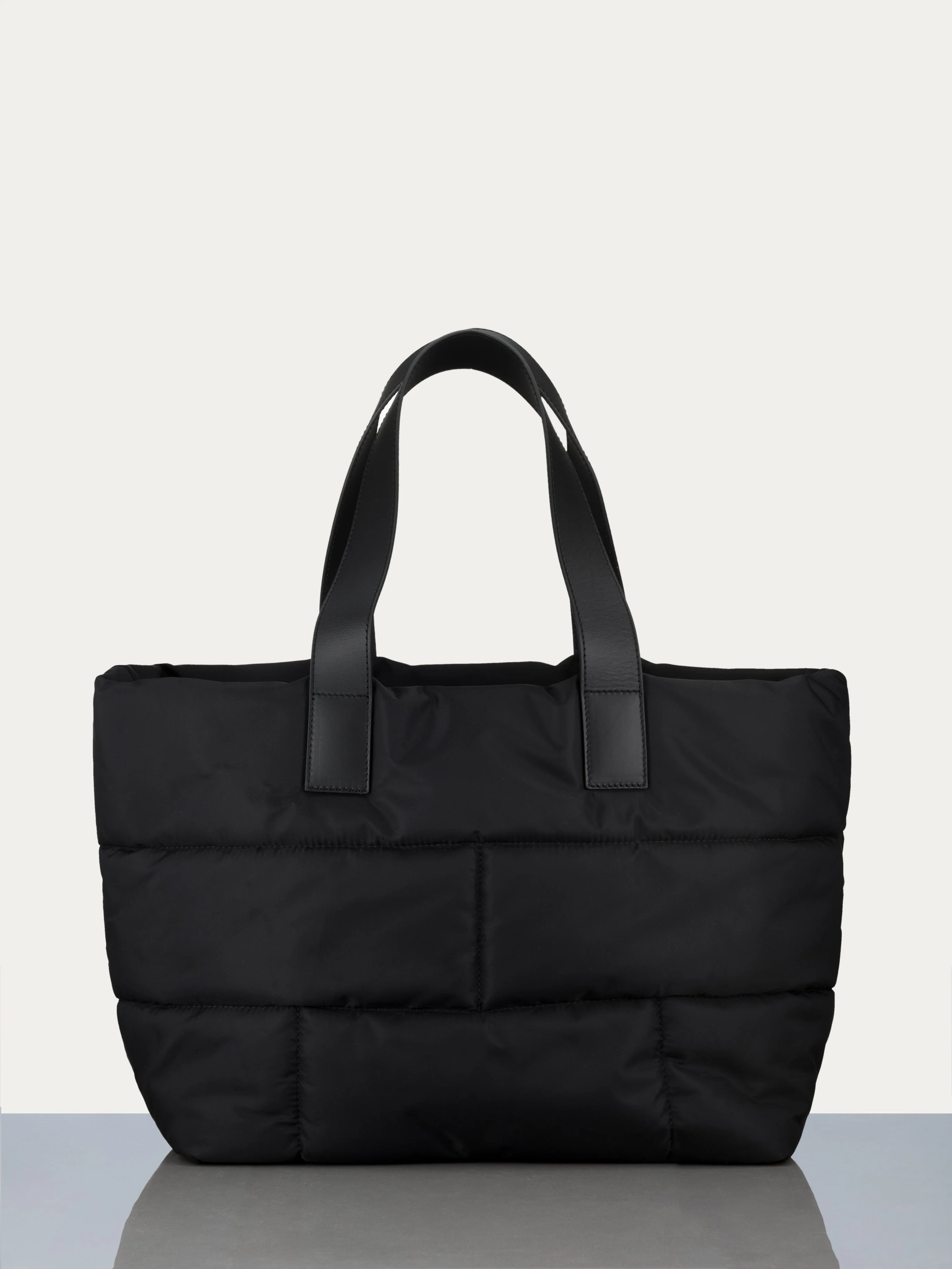 Nylon Quilted Plaque Tote in Noir - 1