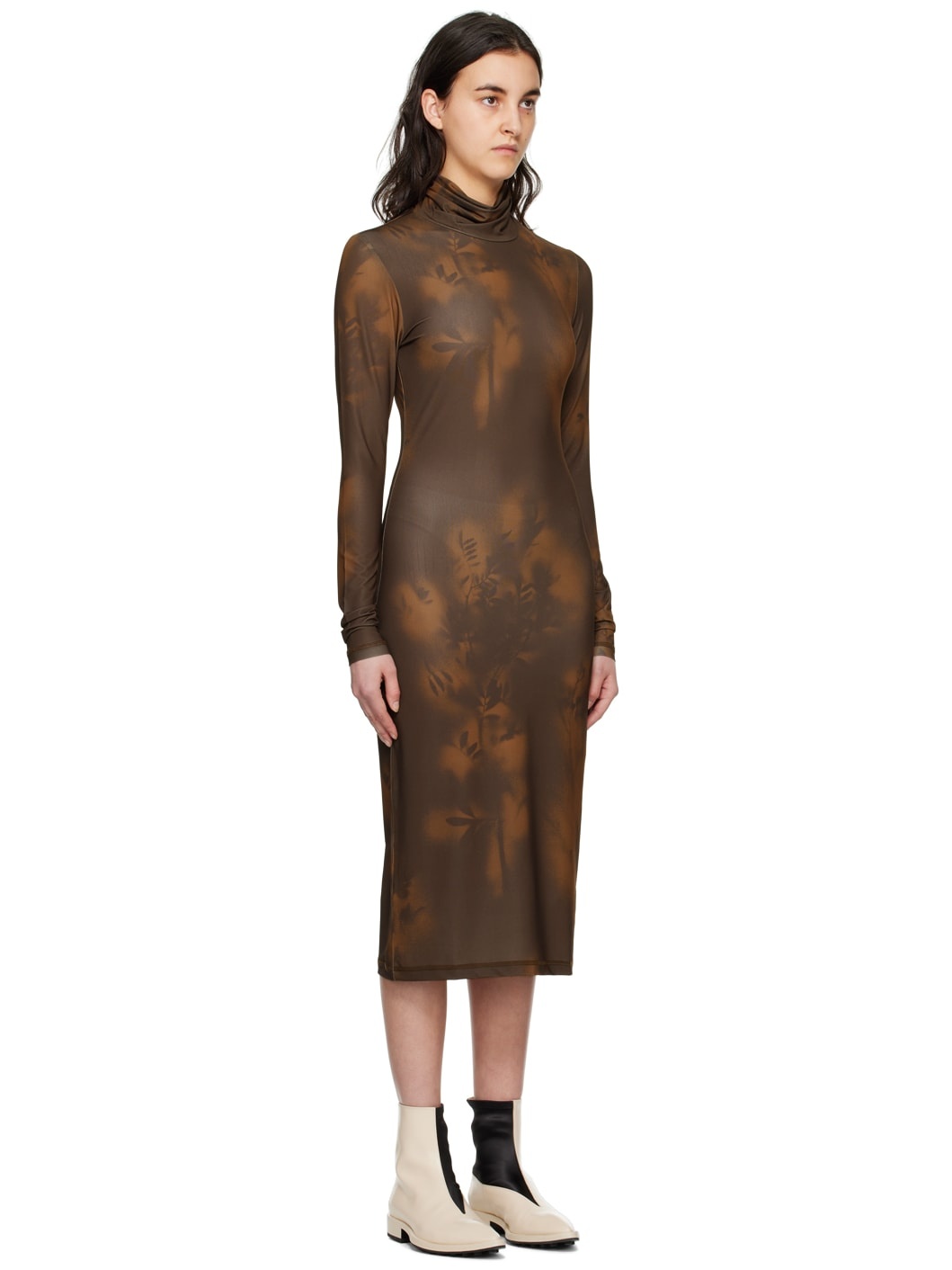 Brown Soril Print Midi Dress - 2