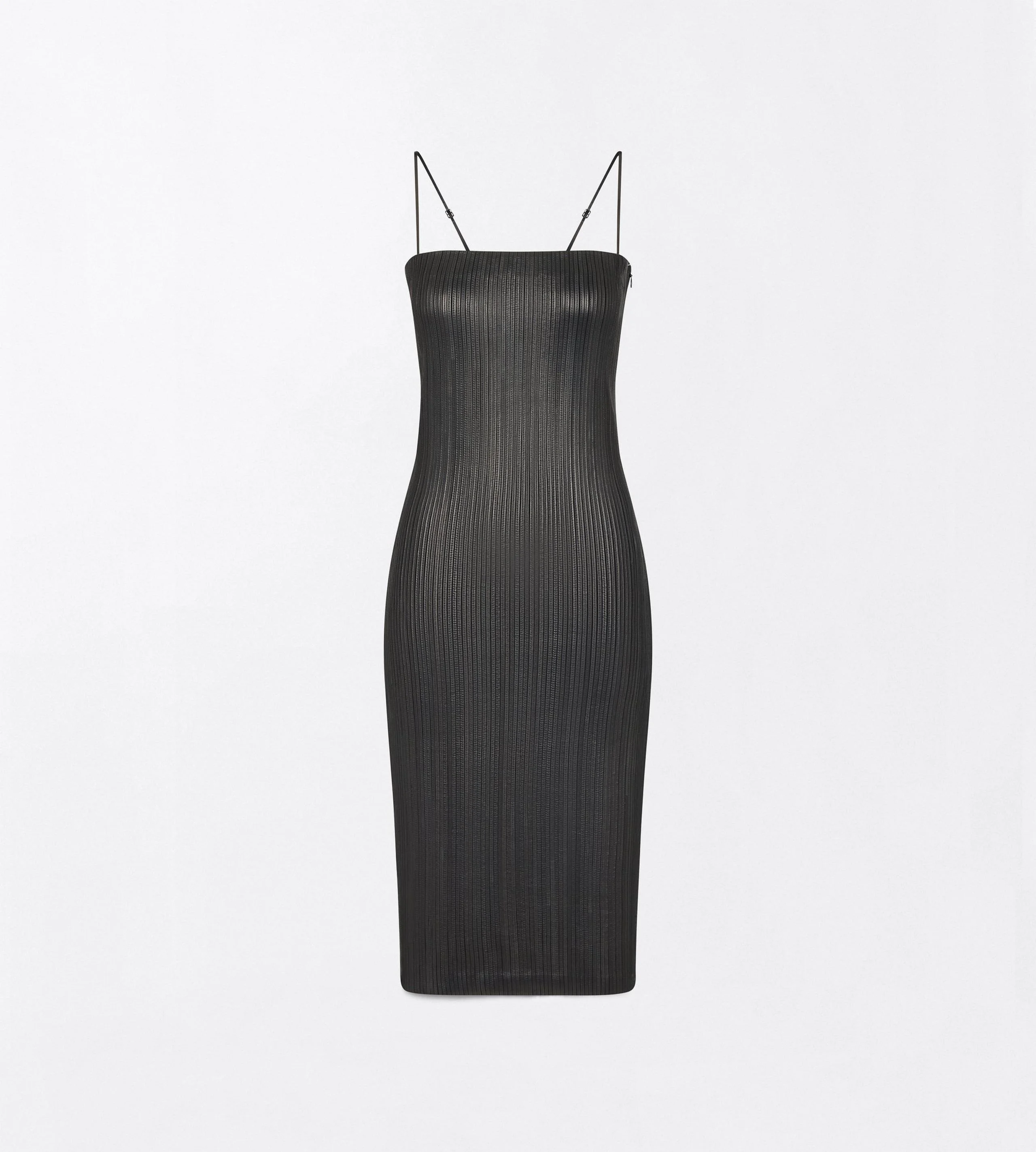 NAPPA LEATHER STRIPES EMBROIDERY ON JERSEY TUBE DRESS - 1