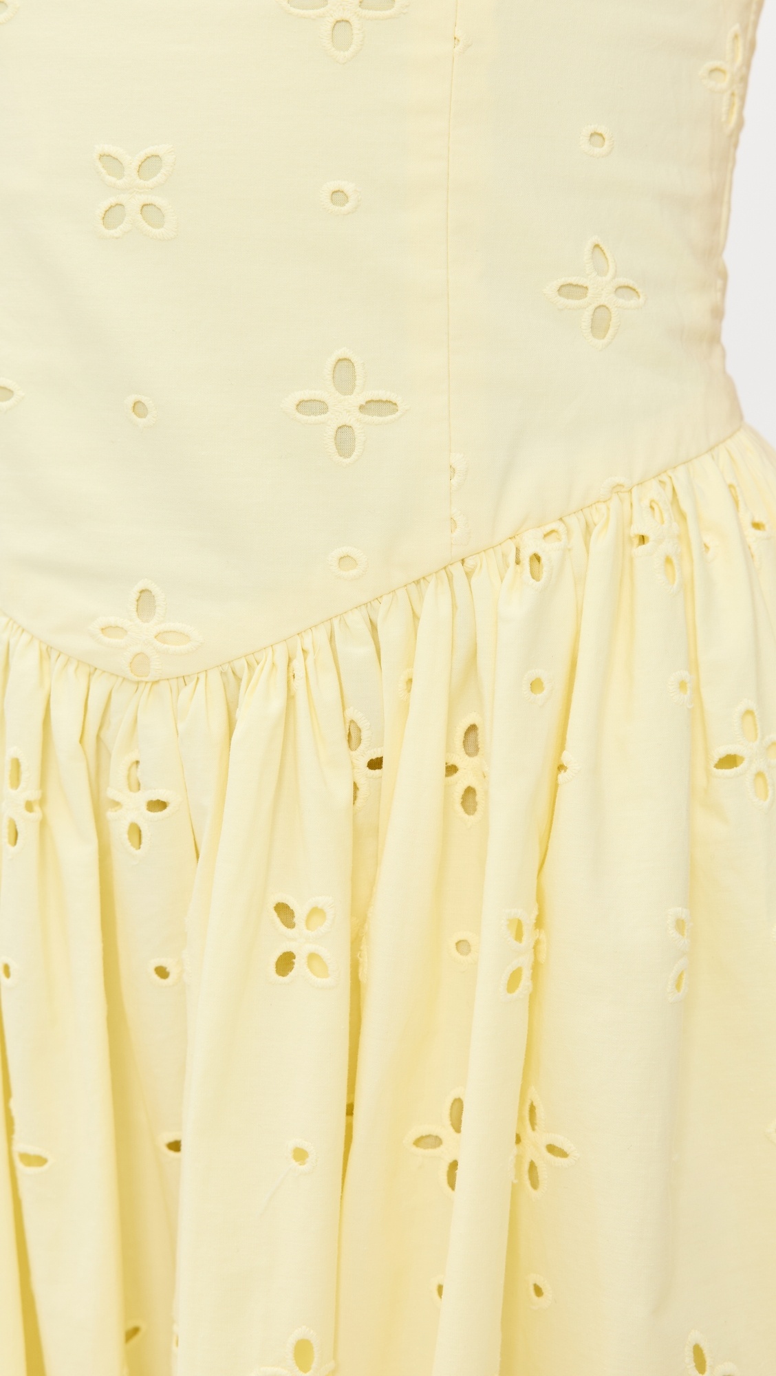 Yellow Cotton Broderie Midi Dress - 6