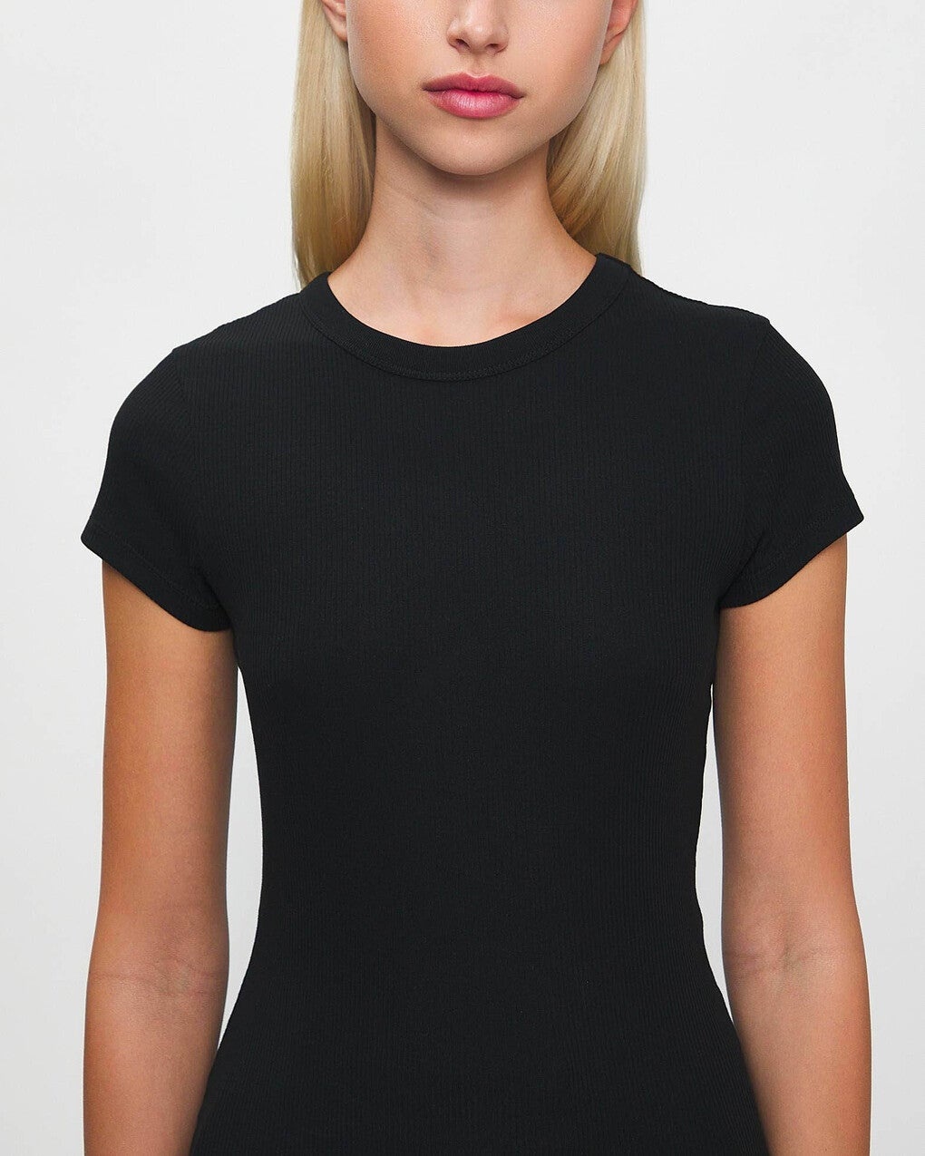T-Shirt Fine Rib Black - 5