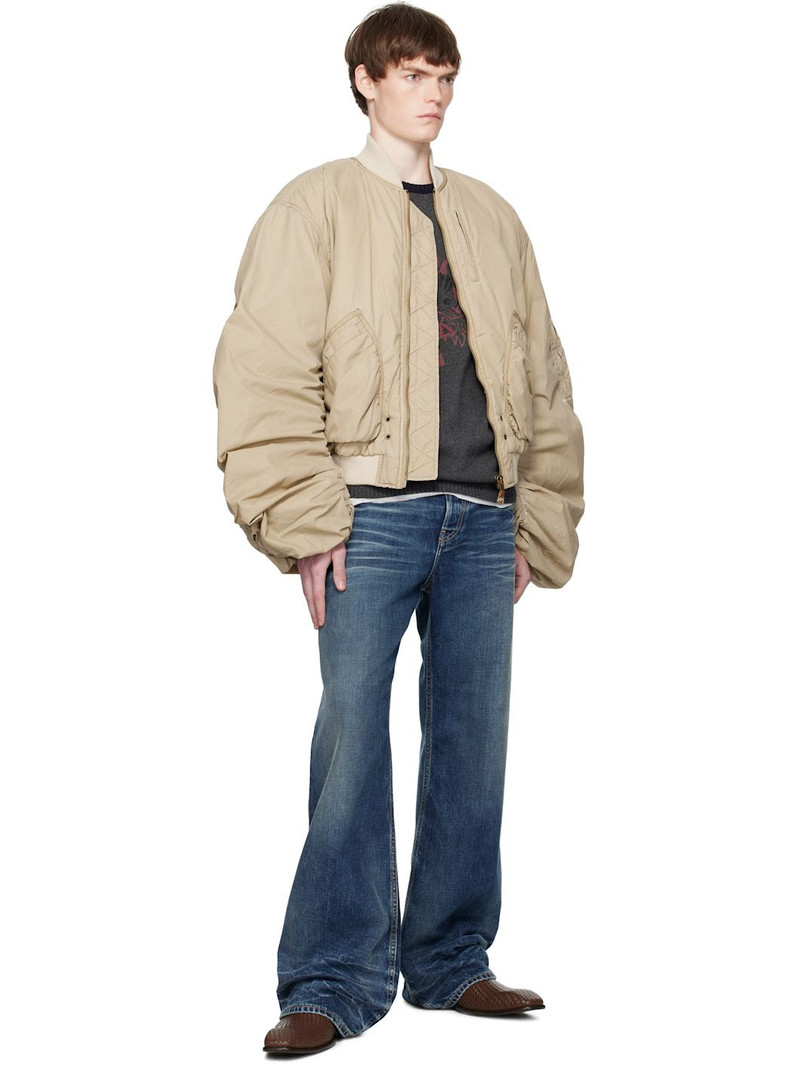 We11done Beige Washed Nylon Bomber Jacket outlook