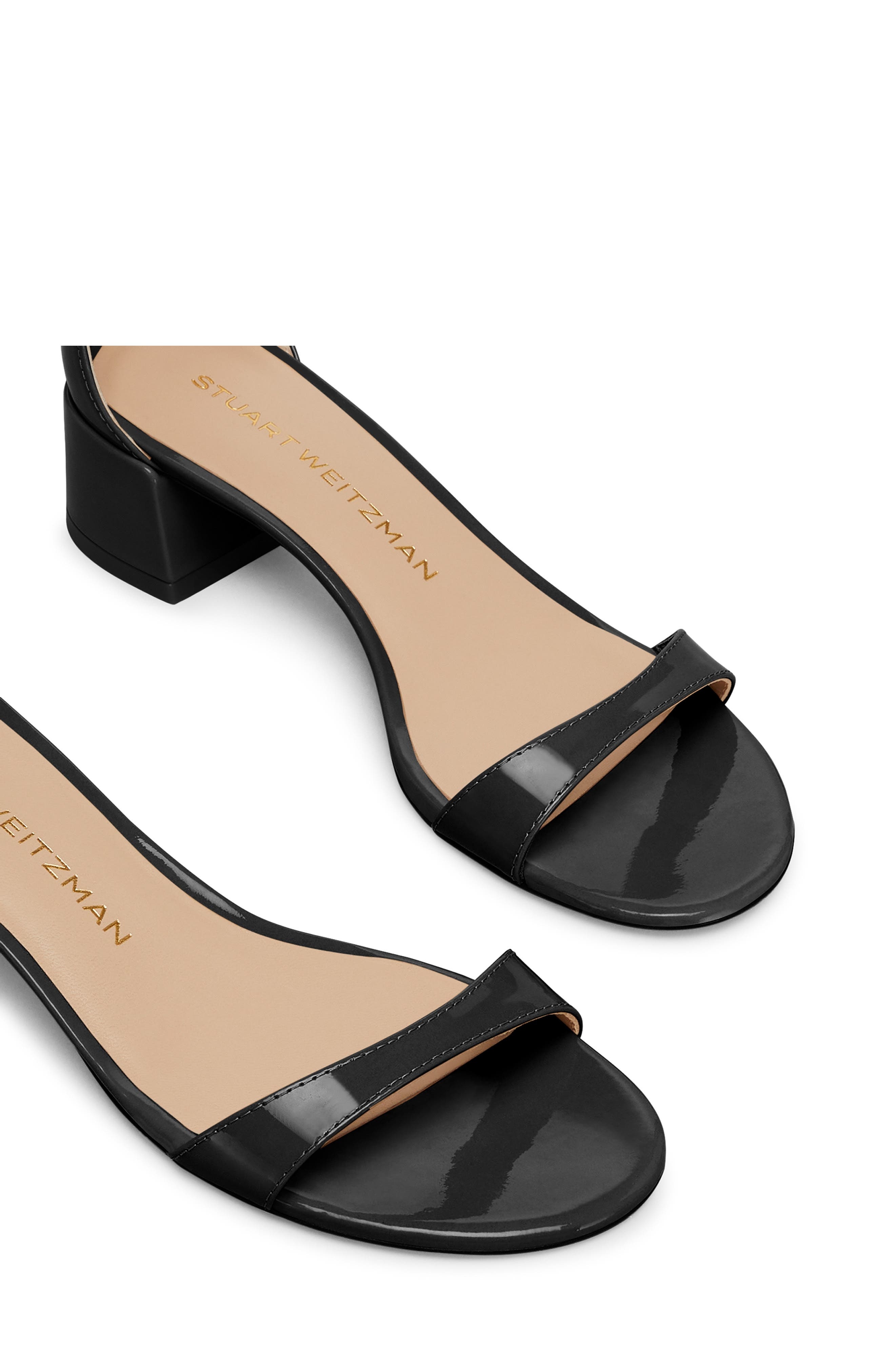 Stuart Weitzman Nudist Block 35 Ankle Strap Sandal in Black at Nordstrom - 4