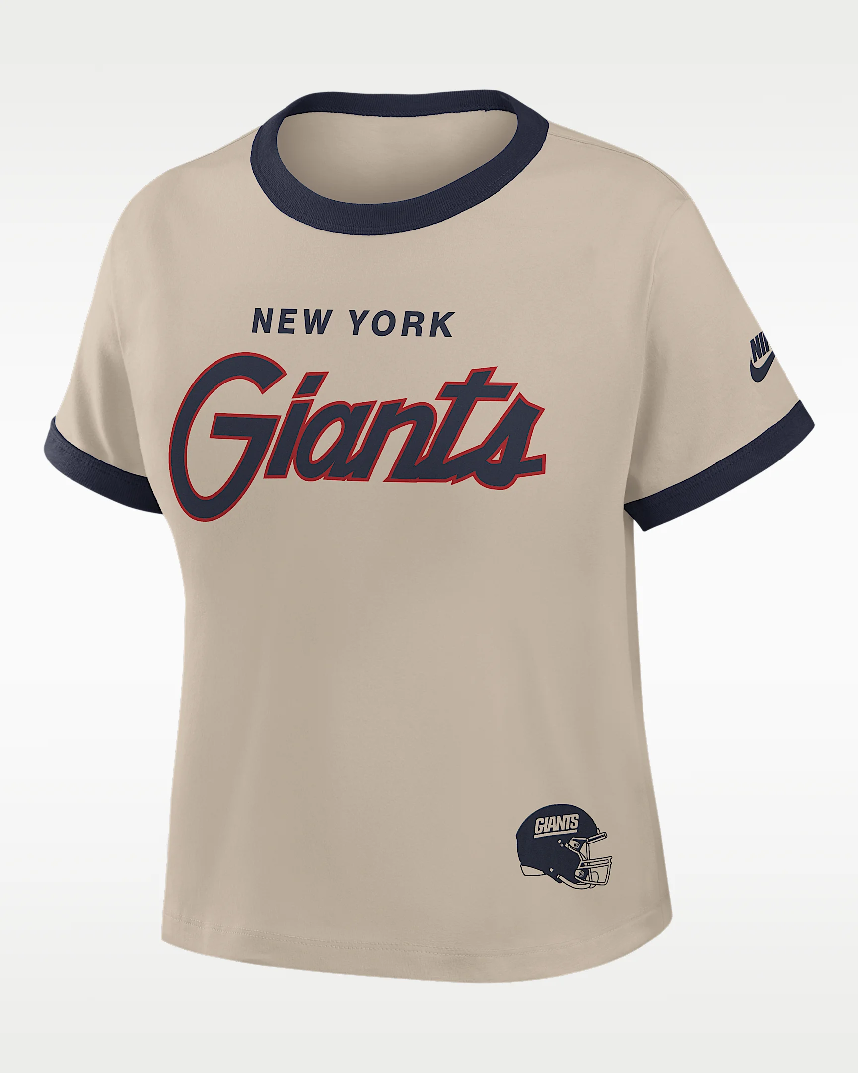 New York Giants Rewind Ringer Mod Women's Nike NFL Cropped T-Shirt - 1