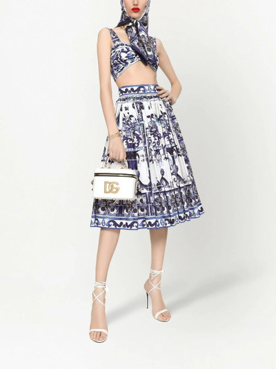 Dolce & Gabbana Majolica-print pleated A-line midi skirt outlook