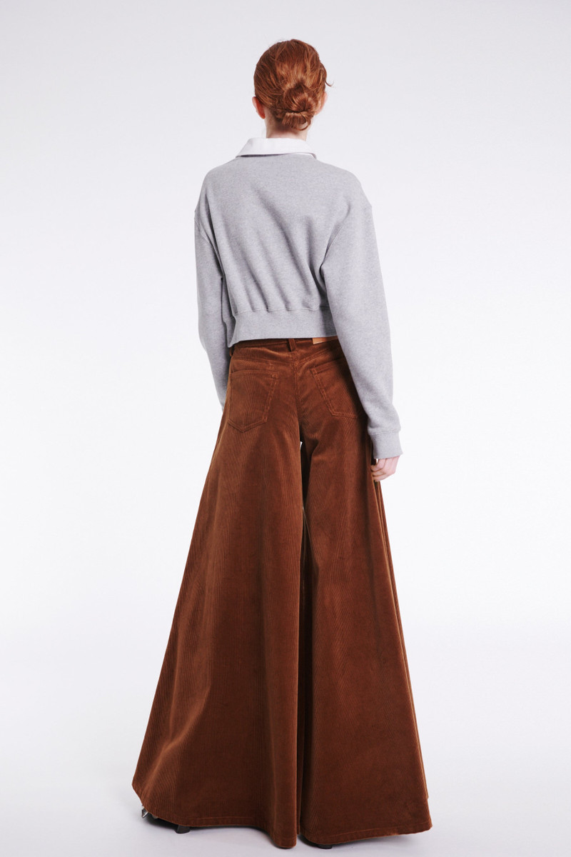 CORD WIDE LEG JEAN TROUSERS TAN 2